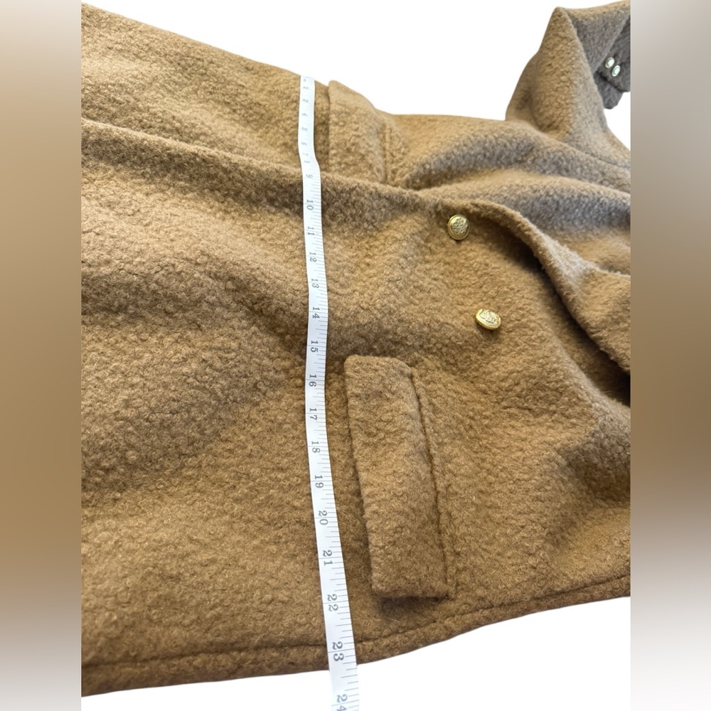 BCBGMAXAZRIA Camel Coat Gold Buttons, Buckei Fabric Notched Collar Lined Large - Picture 14 of 15